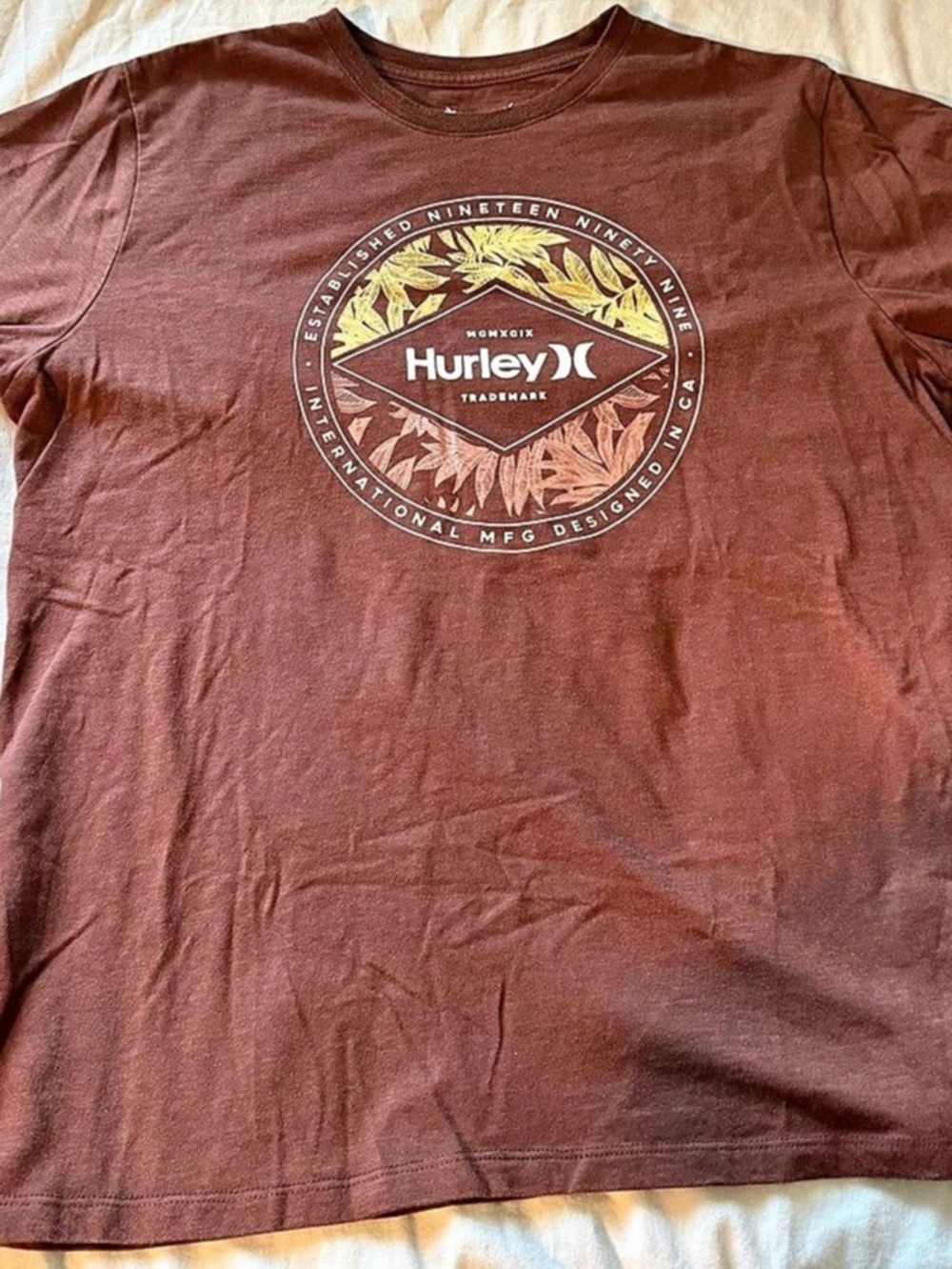Hurley Established 1999 Circle Logo T-Shirt Brown Large